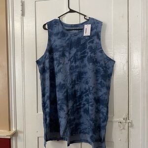New Sonoma Navy Tie-Dye 2X Cotton Tank Top